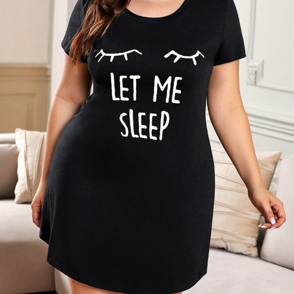 Plus Size "Let Me Sleep" Black Night Shirt NWOT Large - Picture 3 of 3